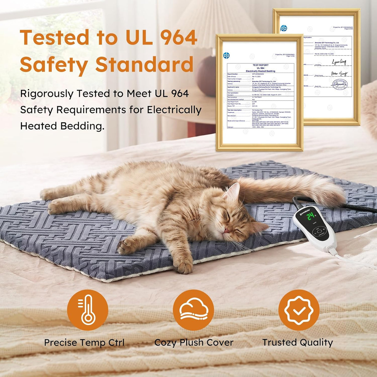 Dog Heating Pad Medium, Heated Dog Bed, 11 Temp & 25 Timer Settings