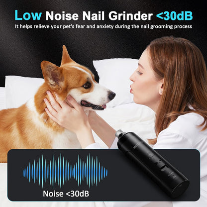 Dog Nail Grinder, Dog Nail Trimmers, and Clippers Kit with 2 LED Lights. Super Quiet Electric Pet Nail Grinder, Rechargeable, for Small, Medium, and Large Dogs & Cats, 2 Diamond Grinding Wheels.
