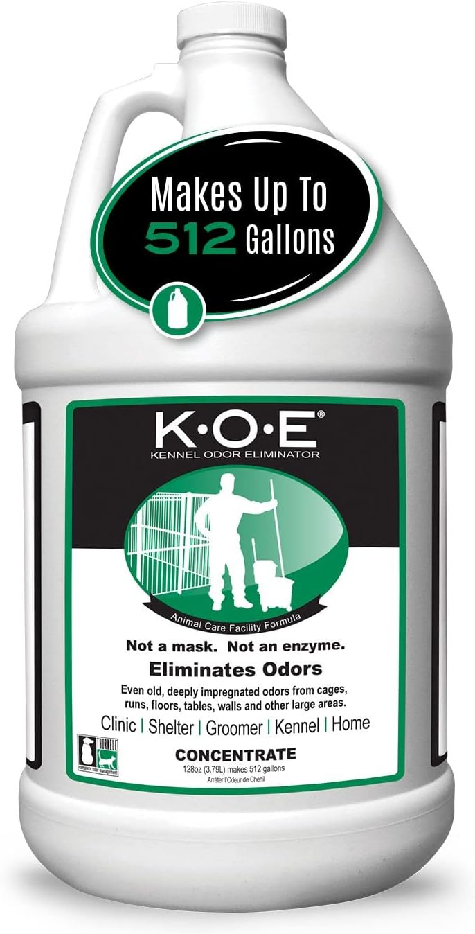 K.O.E Kennel Odor Eliminator Concentrate, Fresh Scent, 16 oz - Non-Enzymatic Formula for Cages, Runs, Home and Kennel Use