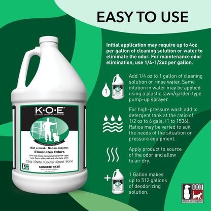 K.O.E Kennel Odor Eliminator Concentrate, Fresh Scent, 16 oz - Non-Enzymatic Formula for Cages, Runs, Home and Kennel Use