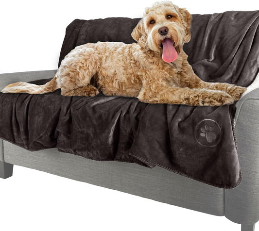 Dog Blanket, Charcoal, 60” x 70” | Reversible Sherpa Blanket - Throws for Bed, Couch, or Car - Machine Washable Puppy Essentials