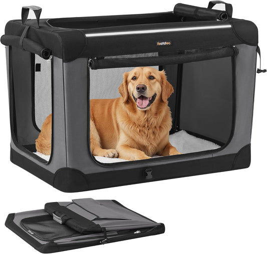 Feandrea Collapsible Dog Crate, Portable Oxford Fabric Pet Carrier, 36-Inch