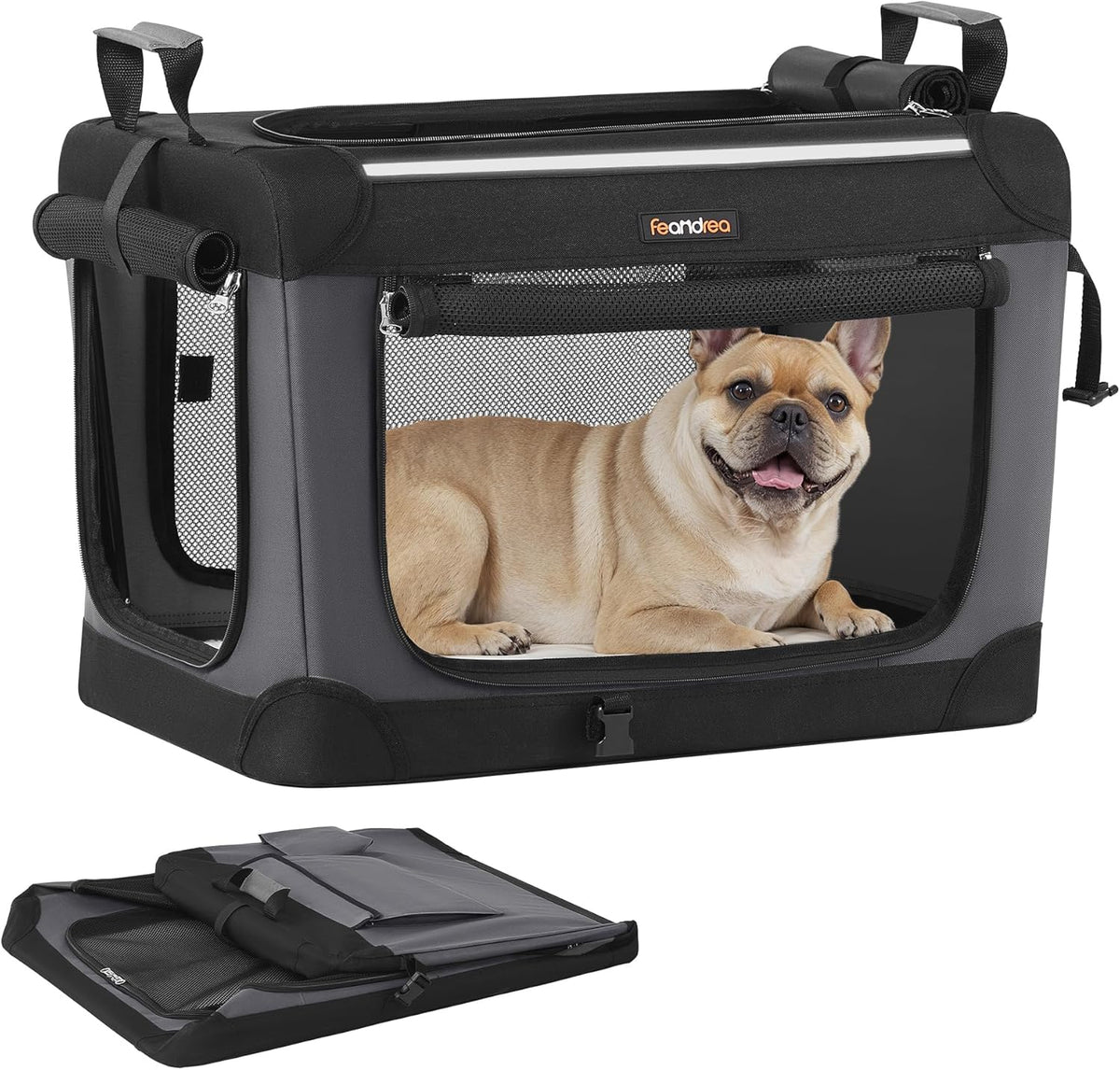 Feandrea Collapsible Dog Crate, Portable Oxford Fabric Pet Carrier, 36-Inch