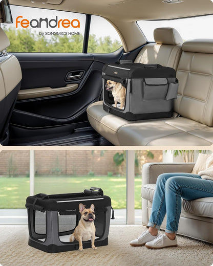 Feandrea Collapsible Dog Crate, Portable Oxford Fabric Pet Carrier, 36-Inch