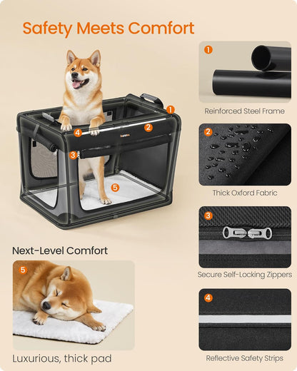 Feandrea Collapsible Dog Crate, Portable Oxford Fabric Pet Carrier, 36-Inch
