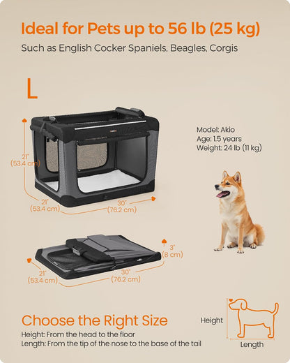 Feandrea Collapsible Dog Crate, Portable Oxford Fabric Pet Carrier, 36-Inch