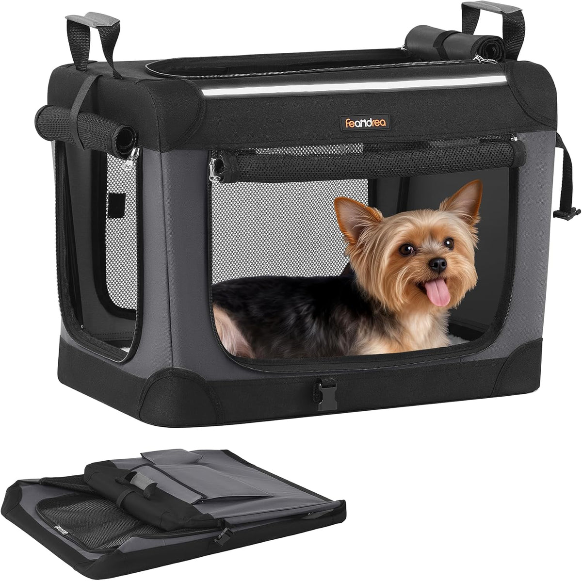 Feandrea Collapsible Dog Crate, Portable Oxford Fabric Pet Carrier, 36-Inch