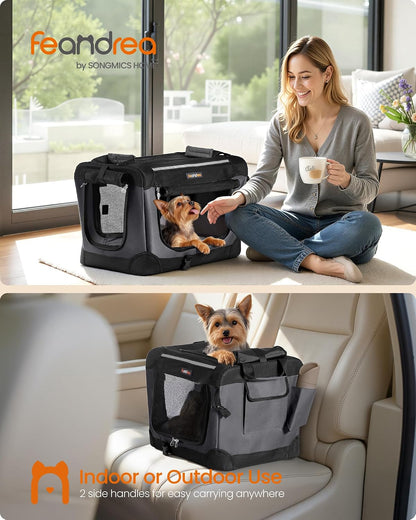 Feandrea Collapsible Dog Crate, Portable Oxford Fabric Pet Carrier, 36-Inch