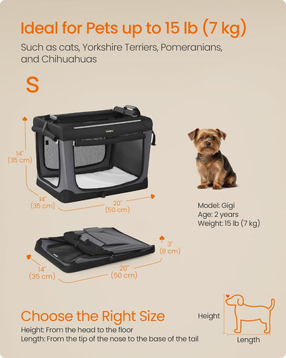Feandrea Collapsible Dog Crate, Portable Oxford Fabric Pet Carrier, 36-Inch