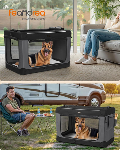 Feandrea Collapsible Dog Crate, Portable Oxford Fabric Pet Carrier, 36-Inch