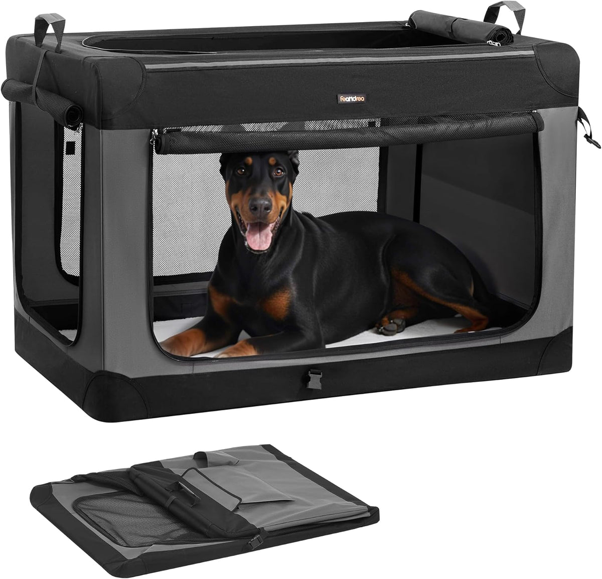Feandrea Collapsible Dog Crate, Portable Oxford Fabric Pet Carrier, 36-Inch