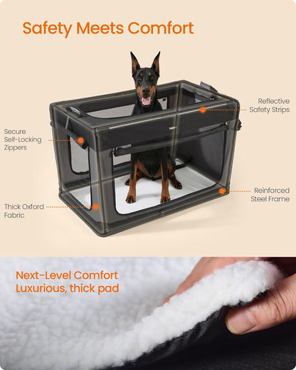 Feandrea Collapsible Dog Crate, Portable Oxford Fabric Pet Carrier, 36-Inch