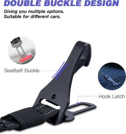 Dog Seat Belt for Car,Updated 3-in-1 Bungee Dog Car Harness,Black