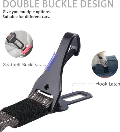 Dog Seat Belt for Car,Updated 3-in-1 Bungee Dog Car Harness,Black