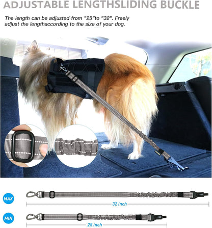 Dog Seat Belt for Car,Updated 3-in-1 Bungee Dog Car Harness,Black