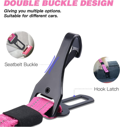 Dog Seat Belt for Car,Updated 3-in-1 Bungee Dog Car Harness,Black