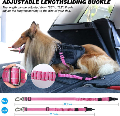 Dog Seat Belt for Car,Updated 3-in-1 Bungee Dog Car Harness,Black
