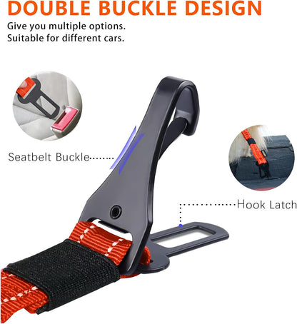 Dog Seat Belt for Car,Updated 3-in-1 Bungee Dog Car Harness,Black
