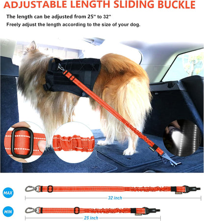 Dog Seat Belt for Car,Updated 3-in-1 Bungee Dog Car Harness,Black