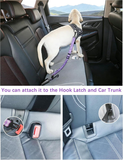 Dog Seat Belt for Car,Updated 3-in-1 Bungee Dog Car Harness,Black