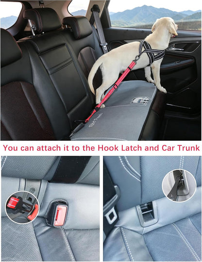 Dog Seat Belt for Car,Updated 3-in-1 Bungee Dog Car Harness,Black
