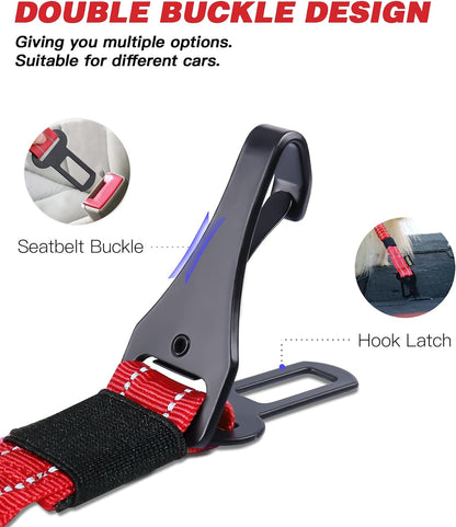 Dog Seat Belt for Car,Updated 3-in-1 Bungee Dog Car Harness,Black