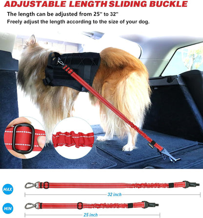 Dog Seat Belt for Car,Updated 3-in-1 Bungee Dog Car Harness,Black