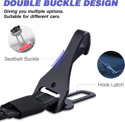 Dog Seat Belt for Car,Updated 3-in-1 Bungee Dog Car Harness,Black