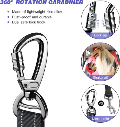 Dog Seat Belt for Car,Updated 3-in-1 Bungee Dog Car Harness,Black