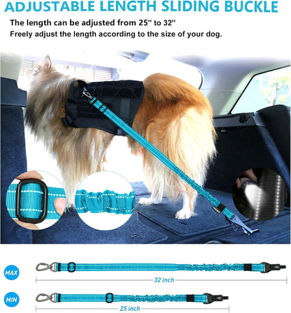 Dog Seat Belt for Car,Updated 3-in-1 Bungee Dog Car Harness,Black