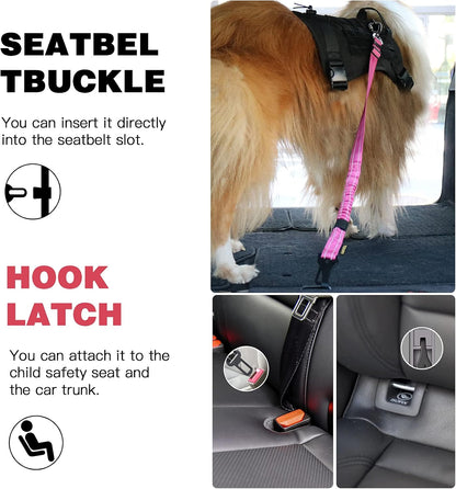 Dog Seat Belt for Car,Updated 3-in-1 Bungee Dog Car Harness,Black