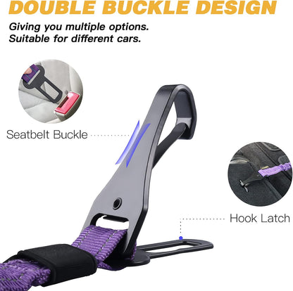 Dog Seat Belt for Car,Updated 3-in-1 Bungee Dog Car Harness,Black