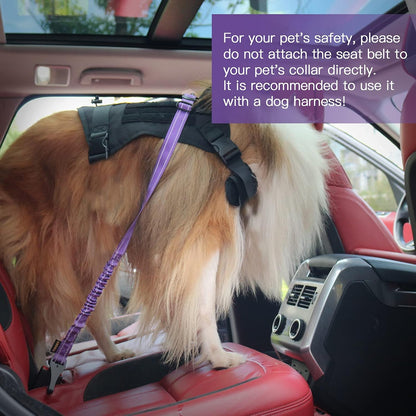 Dog Seat Belt for Car,Updated 3-in-1 Bungee Dog Car Harness,Black