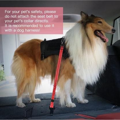 Dog Seat Belt for Car,Updated 3-in-1 Bungee Dog Car Harness,Black
