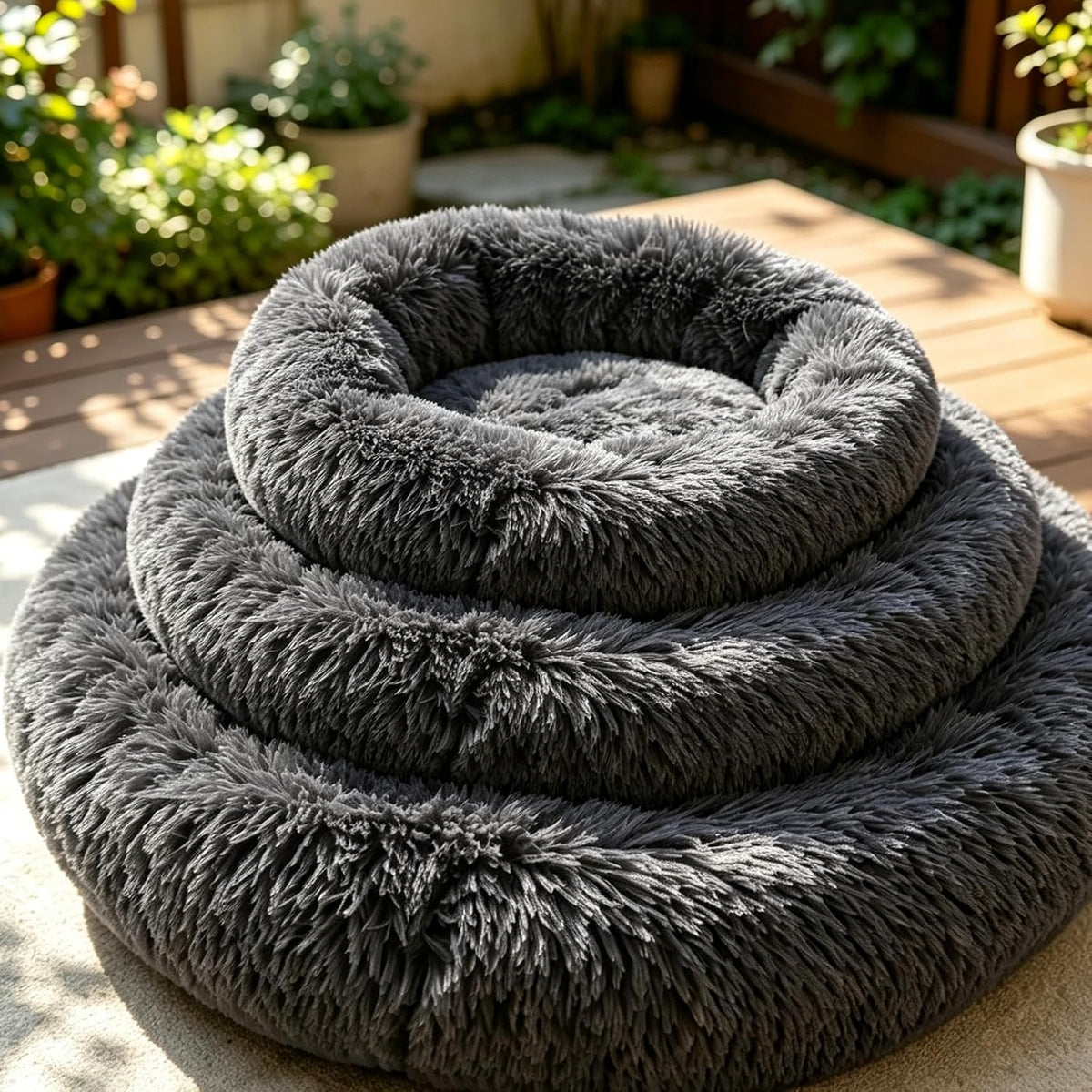 Donut Cat Bed, Calming Dog Beds for Small Dogs & Indoor Cats, Dark Dray