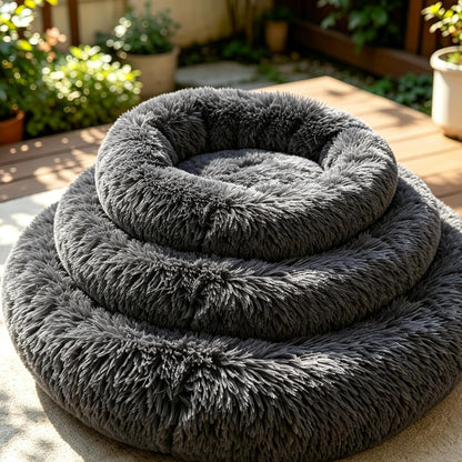 Donut Cat Bed, Calming Dog Beds for Small Dogs & Indoor Cats, Dark Dray