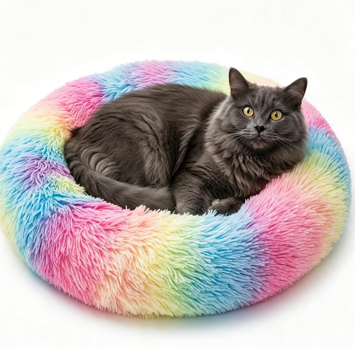 Donut Cat Bed, Calming Dog Beds for Small Dogs & Indoor Cats, Dark Dray