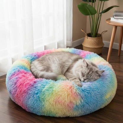 Donut Cat Bed, Calming Dog Beds for Small Dogs & Indoor Cats, Dark Dray