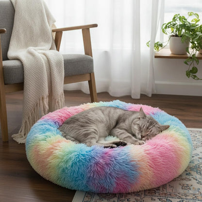 Donut Cat Bed, Calming Dog Beds for Small Dogs & Indoor Cats, Dark Dray
