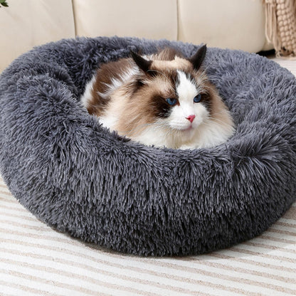 Donut Cat Bed, Calming Dog Beds for Small Dogs & Indoor Cats, Dark Dray
