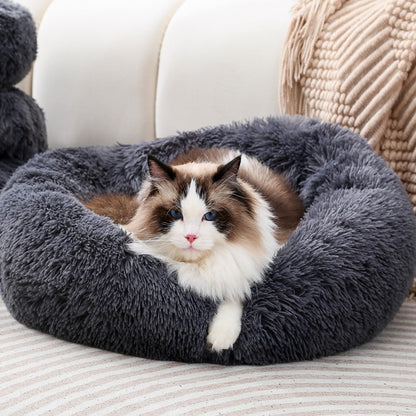 Donut Cat Bed, Calming Dog Beds for Small Dogs & Indoor Cats, Dark Dray