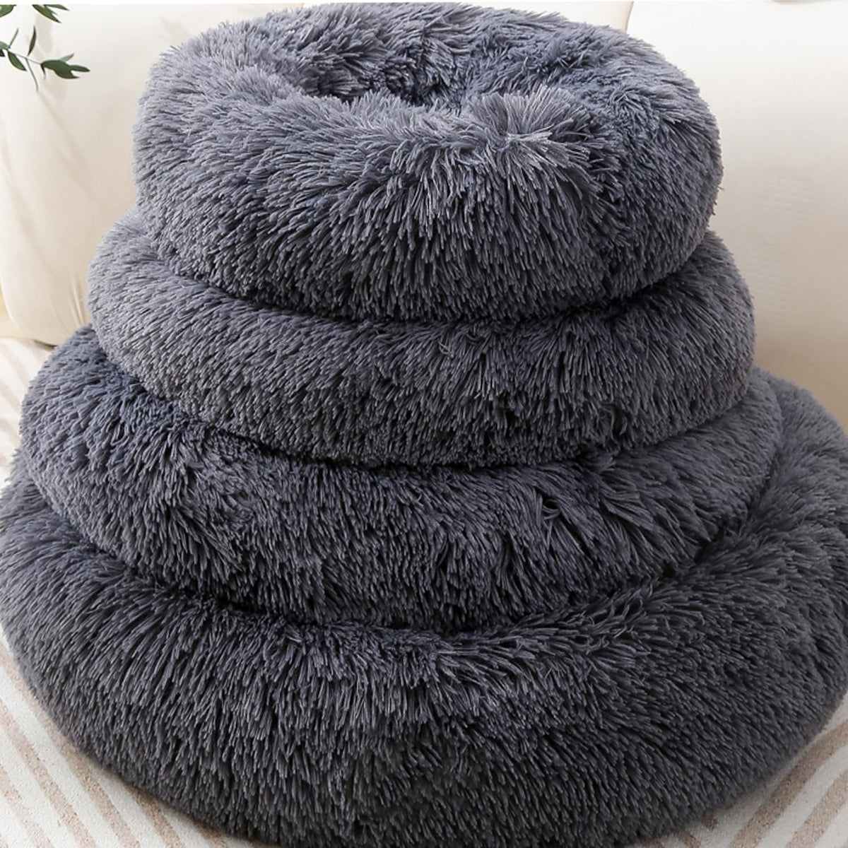 Donut Cat Bed, Calming Dog Beds for Small Dogs & Indoor Cats, Dark Dray