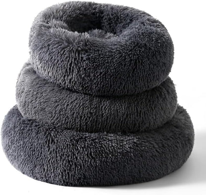Donut Cat Bed, Calming Dog Beds for Small Dogs & Indoor Cats, Dark Dray