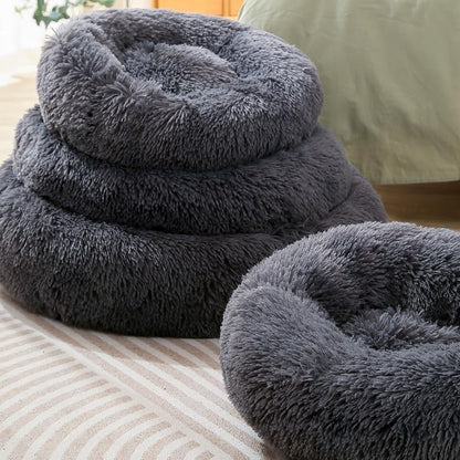 Donut Cat Bed, Calming Dog Beds for Small Dogs & Indoor Cats, Dark Dray