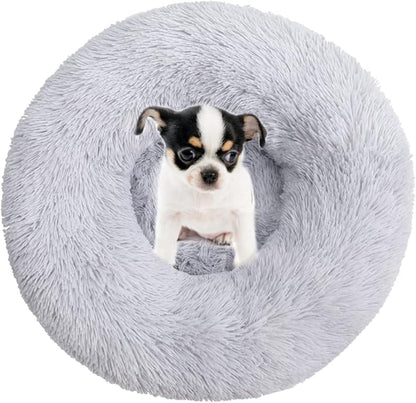Donut Cat Bed, Calming Dog Beds for Small Dogs & Indoor Cats, Dark Dray