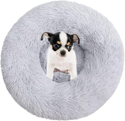 Donut Cat Bed, Calming Dog Beds for Small Dogs & Indoor Cats, Dark Dray