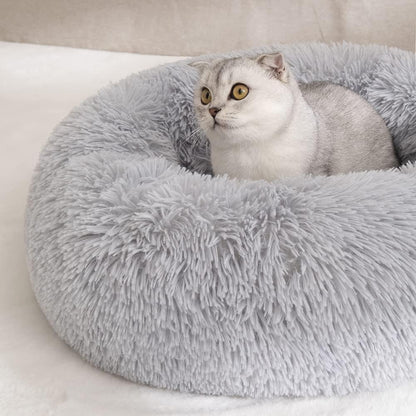 Donut Cat Bed, Calming Dog Beds for Small Dogs & Indoor Cats, Dark Dray