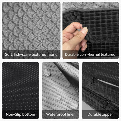 Orthopedic Dog Beds Large Sized Dog, XL Egg-Crate Memory Foam Pet Couch Bed with Bolster Sides, Waterproof Lining, Removable Washable Cover & Non-Slip Bottom, Grey