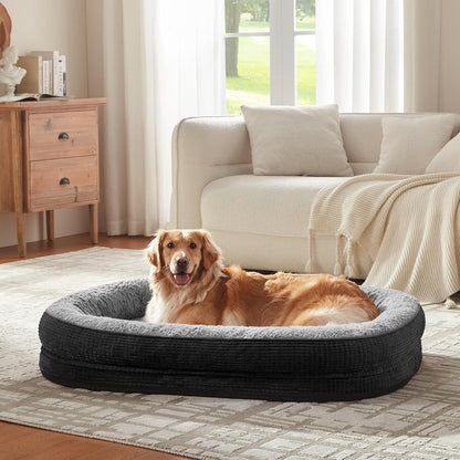 Orthopedic Dog Beds Large Sized Dog, XL Egg-Crate Memory Foam Pet Couch Bed with Bolster Sides, Waterproof Lining, Removable Washable Cover & Non-Slip Bottom, Grey