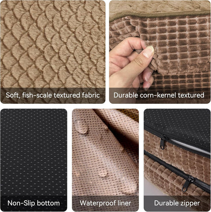 Orthopedic Dog Beds Large Sized Dog, XL Egg-Crate Memory Foam Pet Couch Bed with Bolster Sides, Waterproof Lining, Removable Washable Cover & Non-Slip Bottom, Grey